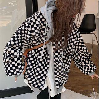 Checkerboard Zipped Hoodie Checkerboard - Black & White - One Size
