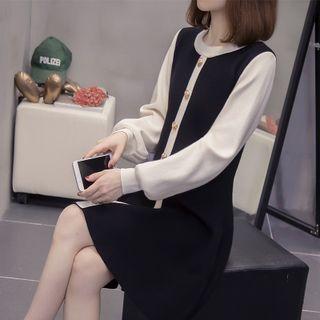 Two-tone Knit A-line Dress