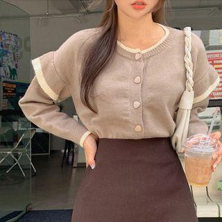 Mock Two Piece Contrast Trim Knit Top