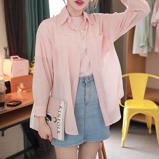 Pocket-front Sheer Cotton Shirt
