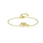 925 Sterling Silver Plated Gold Simple Fashion Mother And Child Elephant Bracelet With Cubic Zirconia Golden - One Size