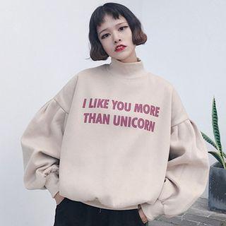 Lettering Mock-neck Pullover