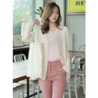 Button-sleeve Open-front Cardigan