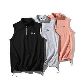 Lettering Half-zip Tank Top