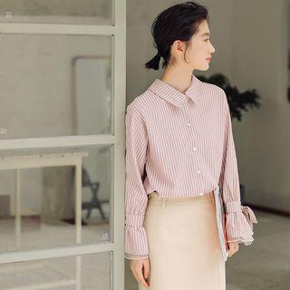 Long-sleeve Striped Loose-fit Blouse
