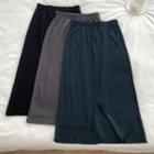 Plain Slit Midi Knit Skirt