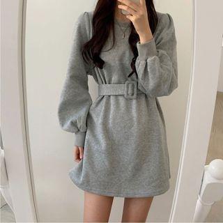Fleece-lined Plain Sweatshirt Dress