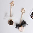 Non-matching Lace Bow Disc Dangle Earring