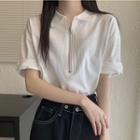 Short-sleeve Half-zip Blouse