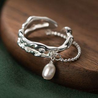 925 Sterling Silver Faux Pearl Ring S925 Silver - Silver - One Size