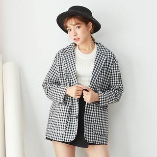 Gingham Pocket Blazer Black - One Size