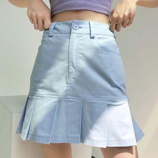 High-waist Ruffle Hem Pleated Mini Skirt