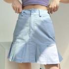 High-waist Ruffle Hem Pleated Mini Skirt