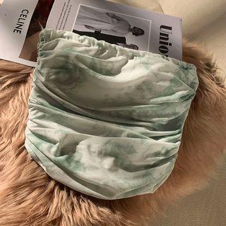 Strapless Tie-dyed Top Green - One Size