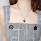 Alloy Disc Pendant Layered Choker Necklace Rose Gold - One Size