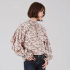 Frilled Puff-sleeve Floral Print Blouse