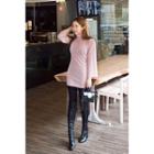 Turtle-neck Slit-sleeve Knit Top