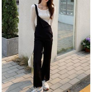 Long-sleeve Plain T-shirt / Wide-leg Plain Jumpsuits