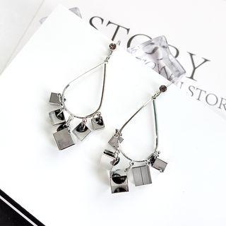 Cubic Drop Hoop Dangle Earring Silver - One Size