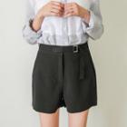 Half-elasticized Waist Buckled Shorts