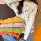Color-block Pom Pom Loose-fit Sweater