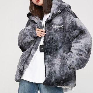 Long-sleeve Tie-dye Embroidered Fleece Jacket