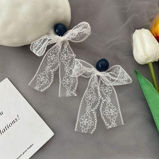 Lace Bow Dangle Earring 1 Pair - Airy Blue - One Size