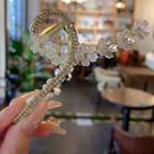 Flower Shell Rhinestone Alloy Hair Clamp Gold - One Size