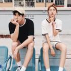 Couple Matching Set : Piped Short-sleeve T-shirt + Shorts