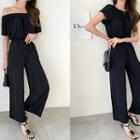 Off-shoulder Monotone Jumpsuit