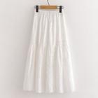 Eyelet Midi A-line Skirt White - M