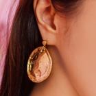 Round-pendant Earrings Gold - One Size