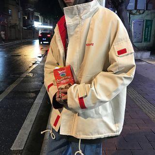 Long-sleeve Color Block Lettering Jacket