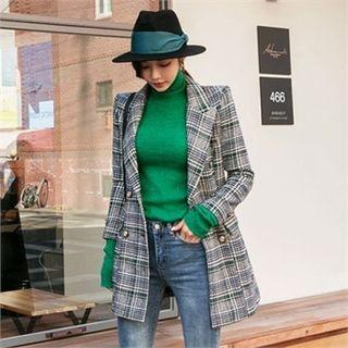 Peaked-lapel Plaid Jacket