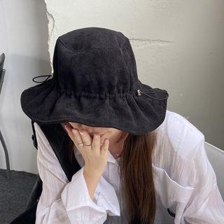 Corduroy Drawstring Bucket Hat