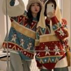 Christmas Color Panel Oversize Sweater