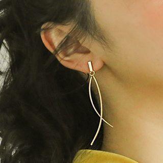 Alloy Curve Fringed Earring 1 Pair - 925 Silver Needle - Gold - One Size
