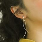 Alloy Curve Fringed Earring 1 Pair - 925 Silver Needle - Gold - One Size
