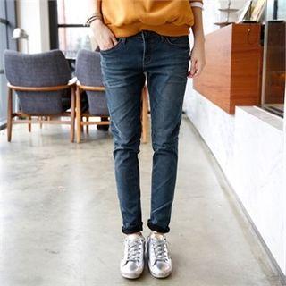 Brushed-fleece Lined Tapered Jeans