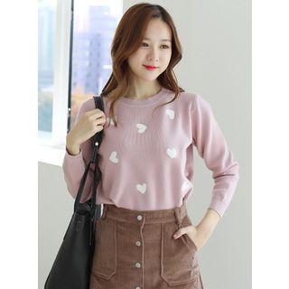Round-neck Heart Pattern Sweater