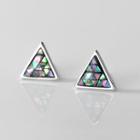 Triangle Sequined Sterling Silver Earring 1 Pair - S925silver - One Size