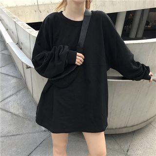 Round Neck Panel Plain Pullover