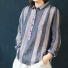 Striped Linen Shirt Blue - One Size