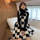 Checkerboard Fleece A-line Overall Dress