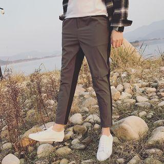 Letter Embroidered Color Panel Pants