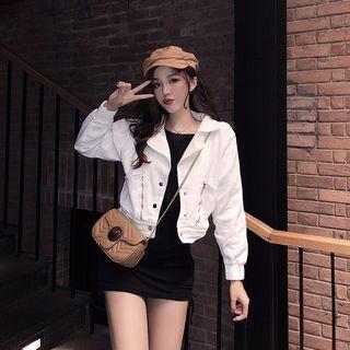 Long-sleeve Plain Dress / Demin Jacket