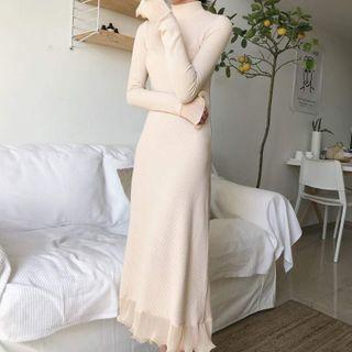 Mock Neck Knit Long-sleeve Dress