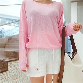 Tie-waist Linen Shorts