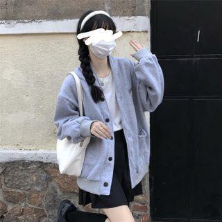 V-neck Embroidered Sweatshirt Jacket