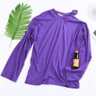 Cutout Shoulder Long-sleeve T-shirt Purple - One Size